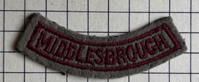 Post 1941 cWW2 Middlesbrough Woman's Voluntary Service Breast & Arm Cloth Badge