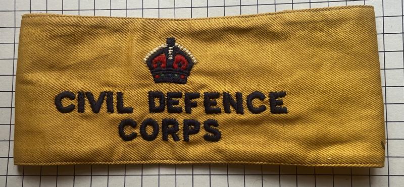 Pre1952 Civil Defence Corps (CD) Cloth Armband Regional Staff with King's Crown