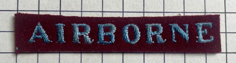 cWW2 Airborne Forces 'Cherry Red' Private Purchase Cloth Embroidered Strip Badge