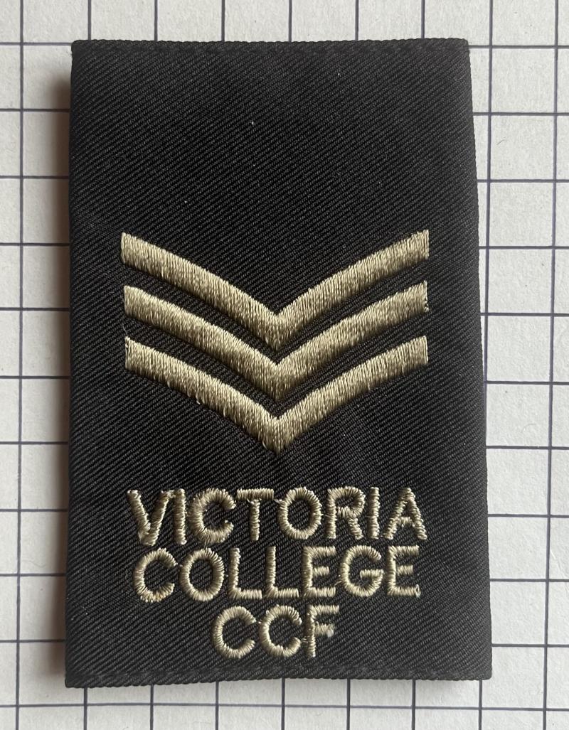 Victoria College Jersey Sgt  Combined Cadet Force (CCF) Rank Slide Slip On Shoulder Title Patch