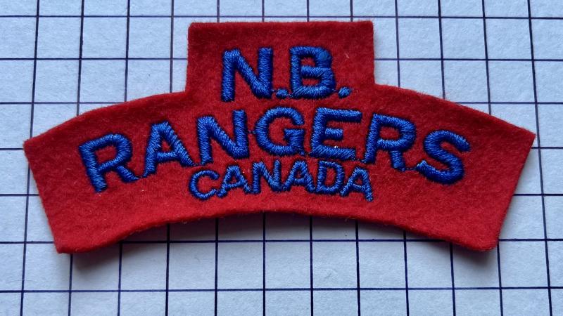 cWW2 Canadian New Brunswick (NB) Rangers 'Paste Back' Cloth Shoulder Title