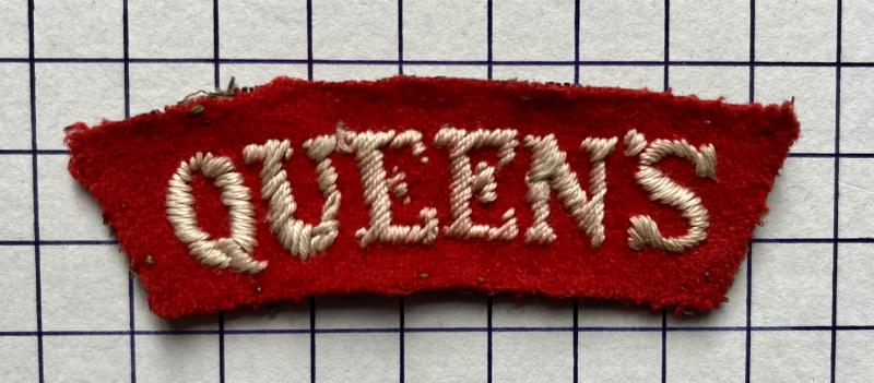 The Queen's (Royal West Surrey) Regiment c1903-14 Embroidered Shoulder Title Badge