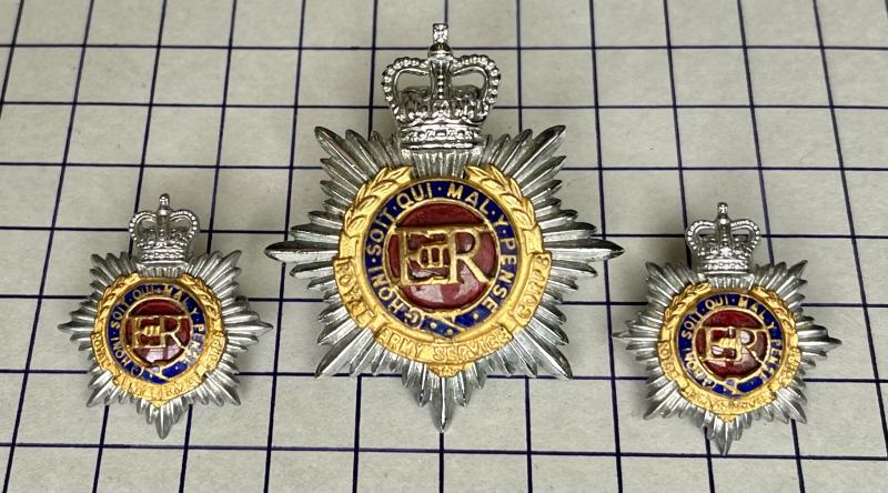 c1953-65 Minty Set Royal Army Service Corps (RASC) Cap and Collar Badges Officer Pattern