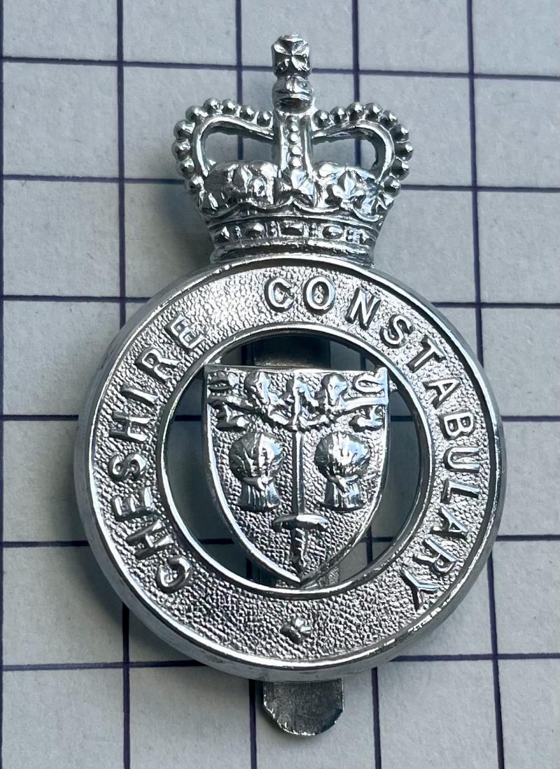 Cheshire Police Constabulary Chrome Cap Badge Home Front