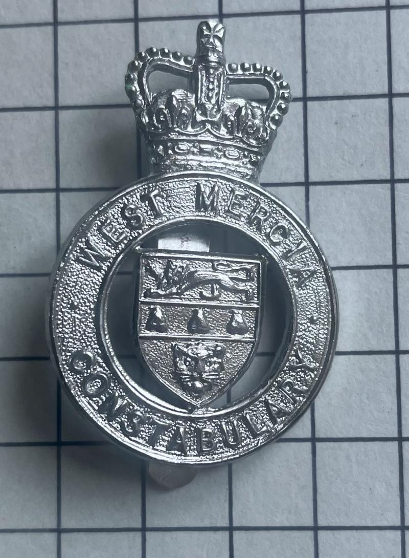 c1967-2009 West Mercia Constabulary Chrome Cap Badge