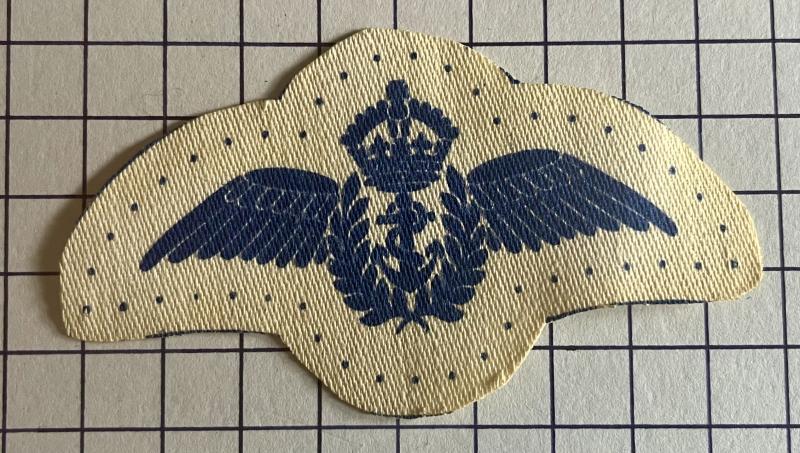 cWW2 Royal Navy Fleet Air Arm (FAA) Ratings Printed Tropical Pilot Wings Patch