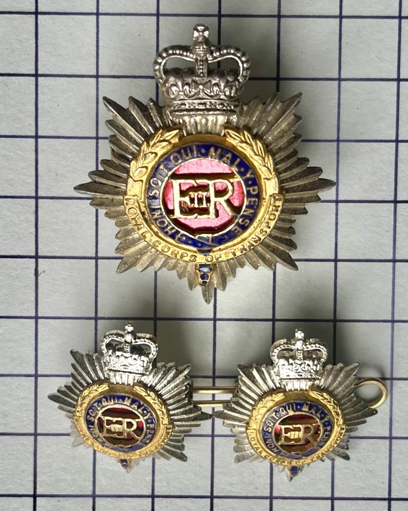 c1965-93 Great Set of Royal Corps of Transport (RCT) Cap and Collar Badges Officer Pattern