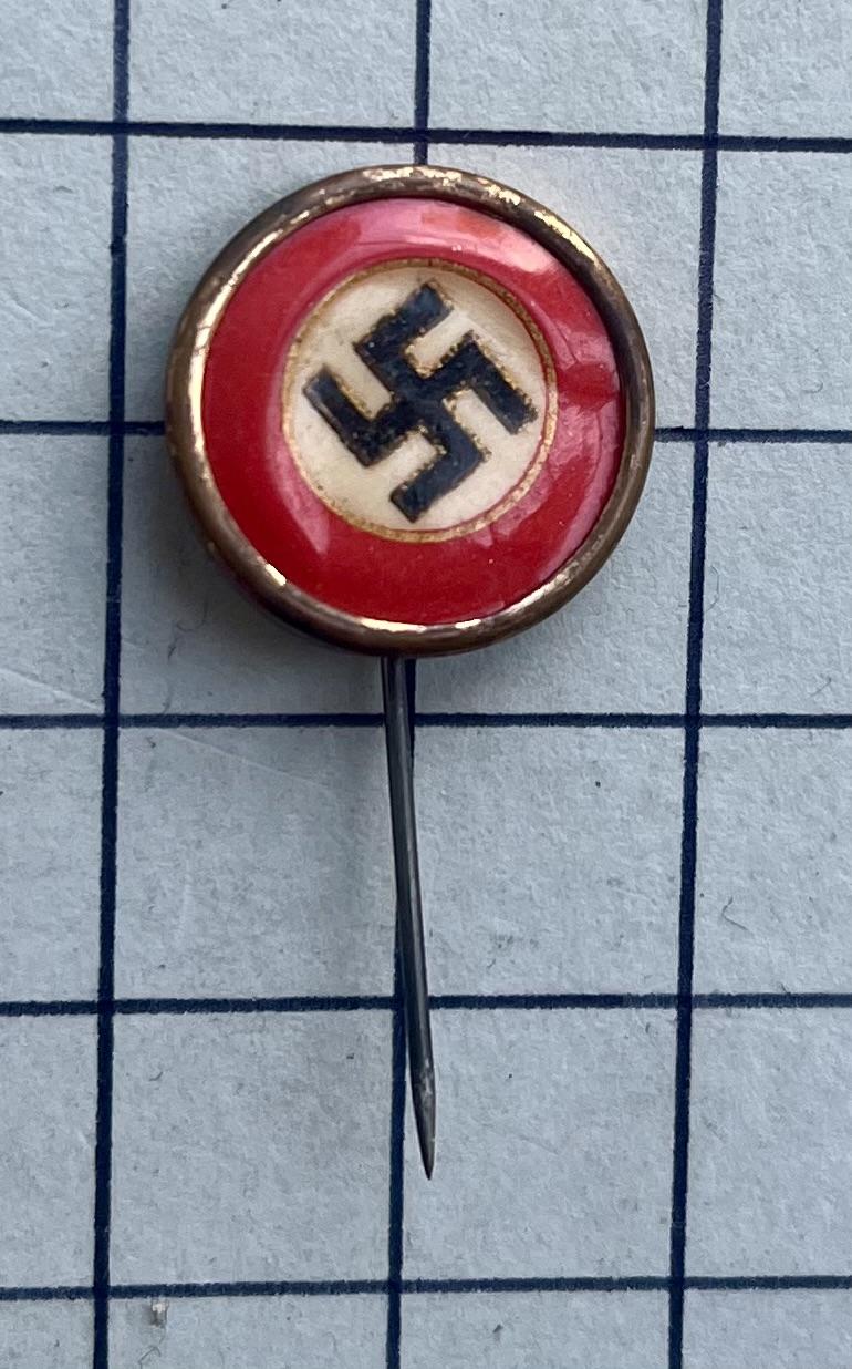c1930s WW2 German NSDAP Party Supporter Celluloid Stickpin Tinnie Badge