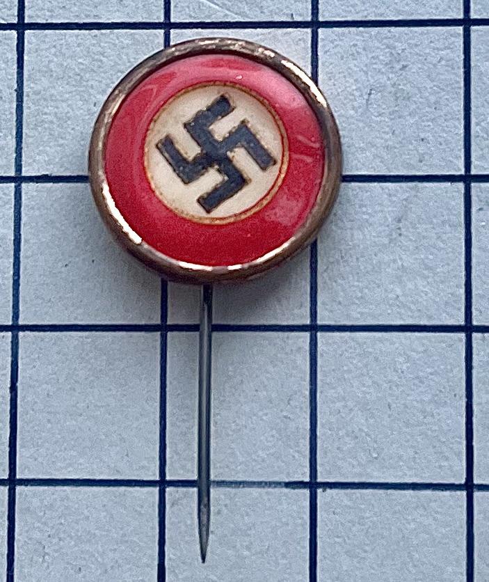 c1930s WW2 German NSDAP Party Supporter Celluloid Stickpin Tinnie Badge