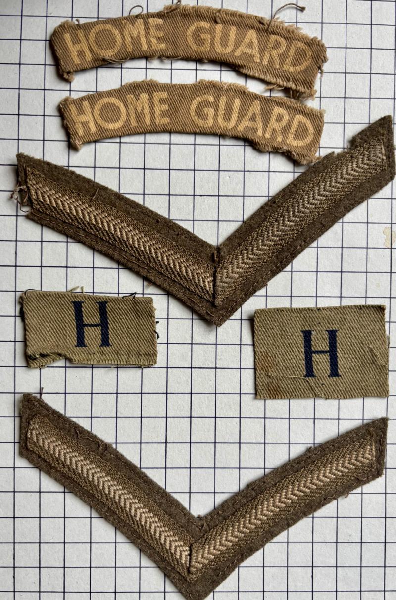 cWW2 Hampshire Regiment Home Guard (HG) Printed Cloth Shoulder Title Badges