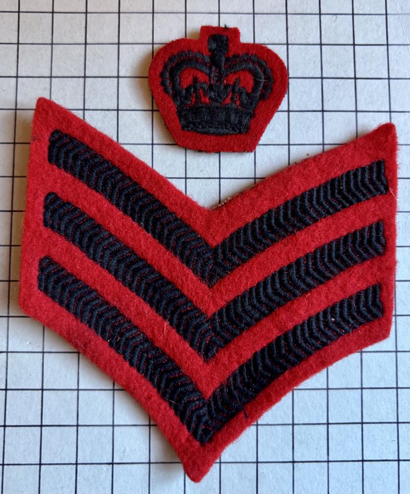 2nd King Edwards Own Gurkha Rifles, Brigade of Gurkhas Band Black and Scarlet Cloth Rank Colour Sergeant Badges