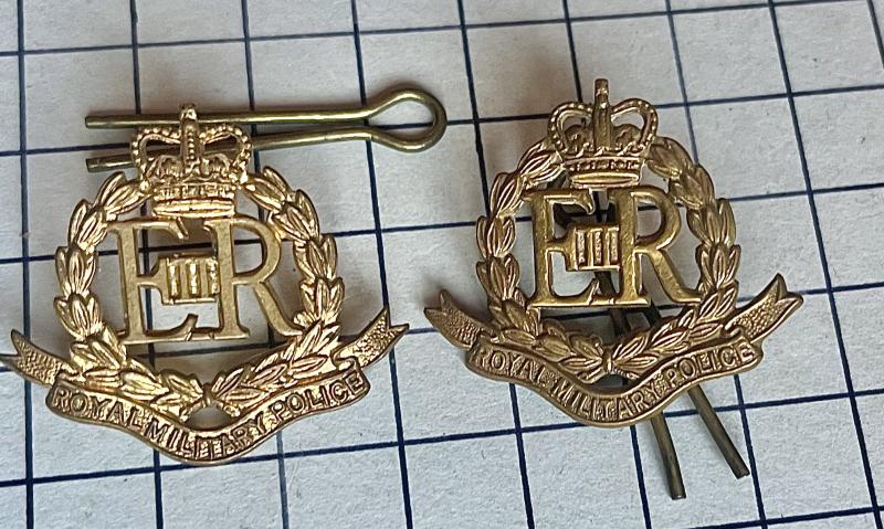 c1950s Brass Royal Military Police (RMP) Other Ranks Shoulder Title Badges