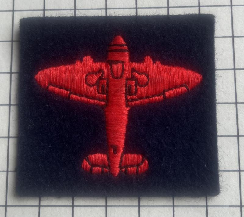 c1955-95 Royal Observer Corps (ROC) Cloth Red Master Pass Annual Test Spitfire Badge Patch