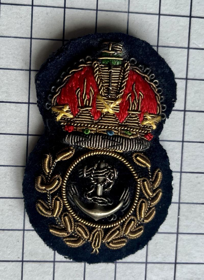 cWW2 British Period Royal Navy Chief Petty Officer (CPO) Bullion Cap Badge.