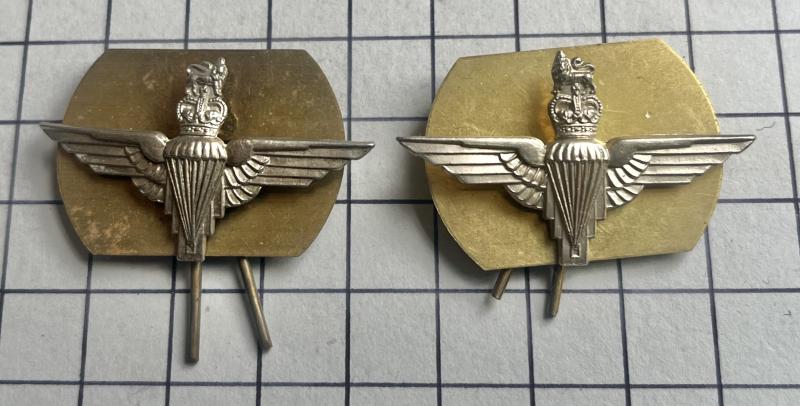c1952-58 Pair of White Metal Parachute Regiment Collar Badges