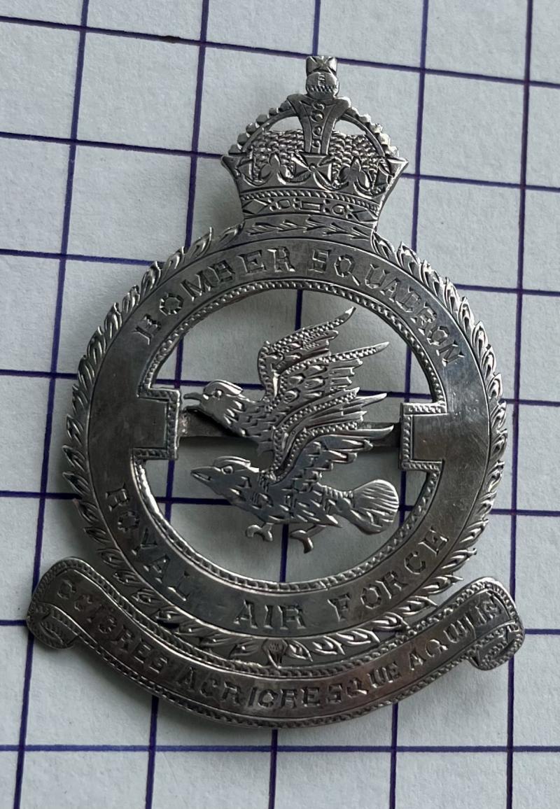 RAF 11th Bomber Squadron Large Locally Made Silver Sweetheart Badge