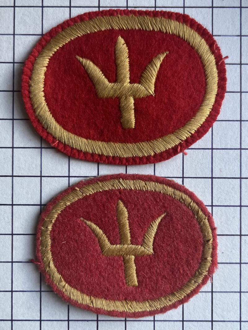 c1950s Two Different Examples: 44th (Home Counties) Division Embroidered Military Formation Sign Badges