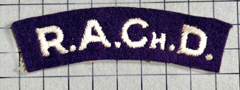 cWW2 Royal Army Chaplains (RAChD) Cloth Shoulder Title Patch Badge