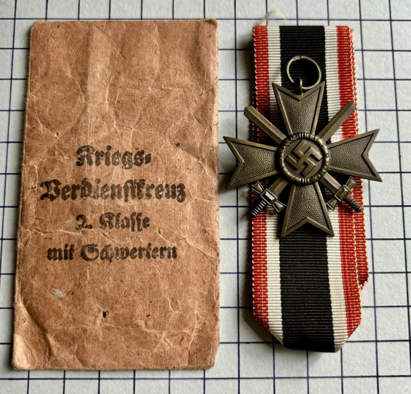 cWW2 German War Merit Medal 2nd Class with Swords Maker Marked '127'