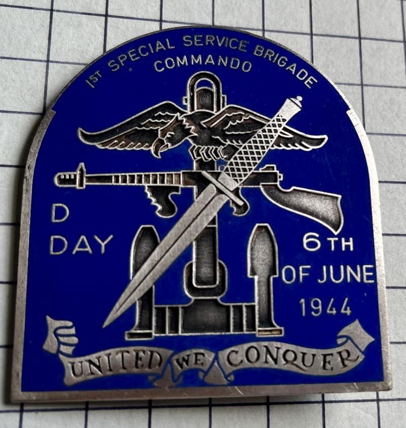 c1974 D-Day Combined Operations 1st Special Service (SS) Brigade Commando Commemorative Metal & Enamel Pin Badge