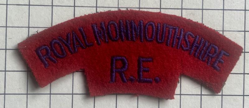 c1960s Royal Monmouthshire Royal Engineers Cloth Shoulder Title Badge Wales Welsh