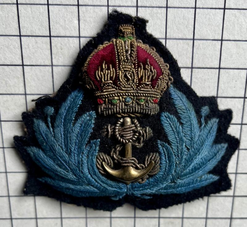 cWW2 Rare Women's Royal Naval Service (WRNS) Officer Bullion Wire Cap Badge