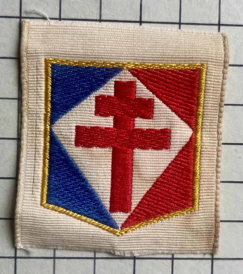 France cWW2 Wartime Free French (FF) Commando Forces 'Bevo' Style Cloth Beret Cap Badge