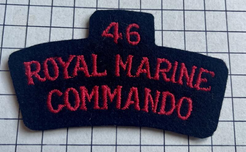 cWW2, 46 Royal Marines (RM) Commando (Cdo) Cloth Shoulder Title Badge Unofficial