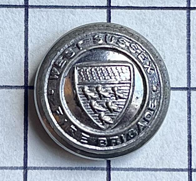 West Sussex Fire Brigade Medium Sized Chrome Button