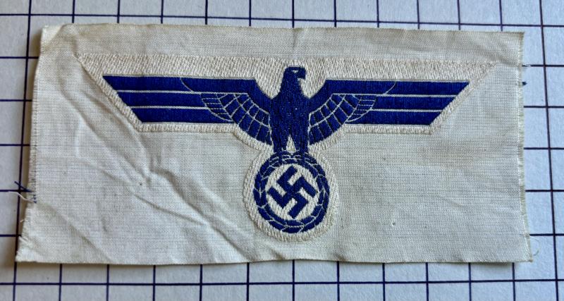 cWW2 Kriegsmarine Summer Issue Breast Eagle 'Bevo' Pattern Badge