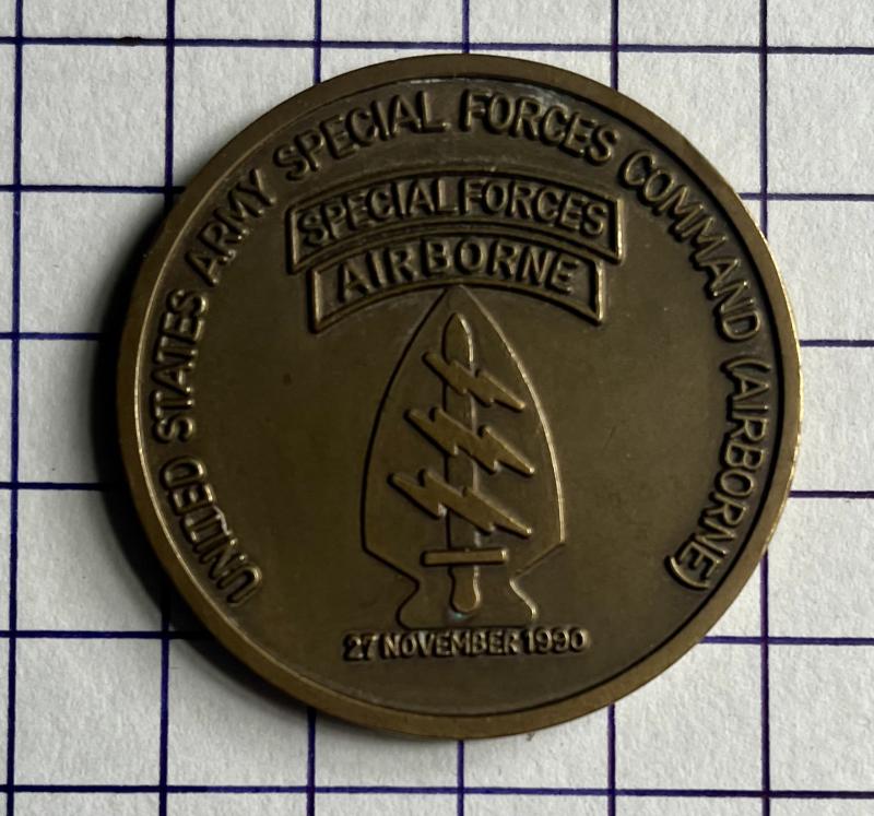 US First Special Forces Command Regiment Airborne Challenge Coin 1990