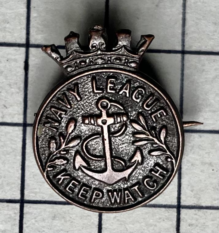 cWW2 Royal 'Navy League Keep Watch Fund Raising Bronze Lapel Badge