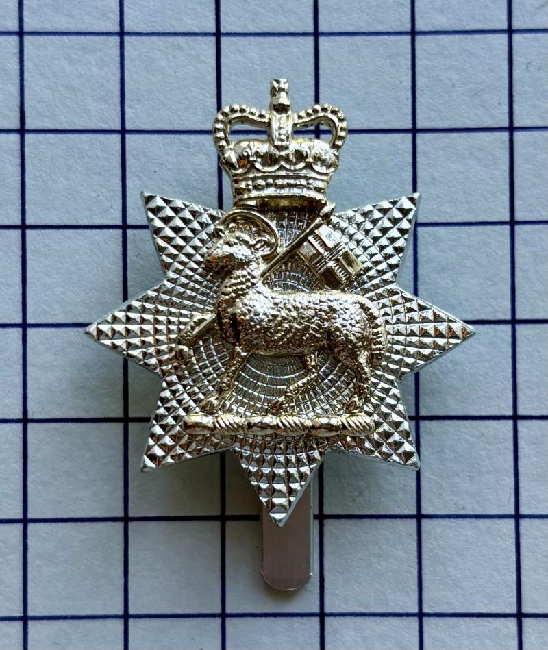 c1959-66 Queen's Royal Surrey Regiment Anodised Aluminium Cap Badge