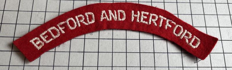 Bedfordshire and Hertfordshire Regiment Cloth Shoulder Title Badge Patch
