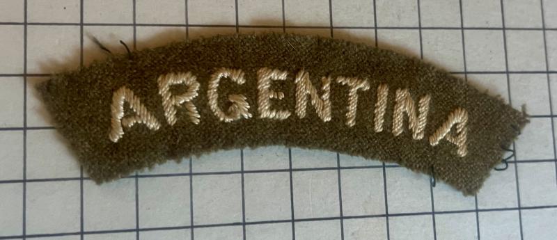 c1940-45 WW2 Argentina Overseas Foreign Assistance to British Army Shoulder Title Badge Patch