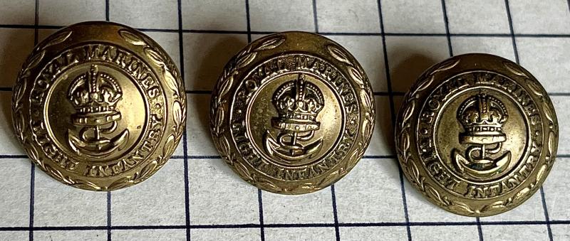 c1902-23 cWW1 Large Royal Marines Light Infantry (RMLI) Buttons Smith & Wright