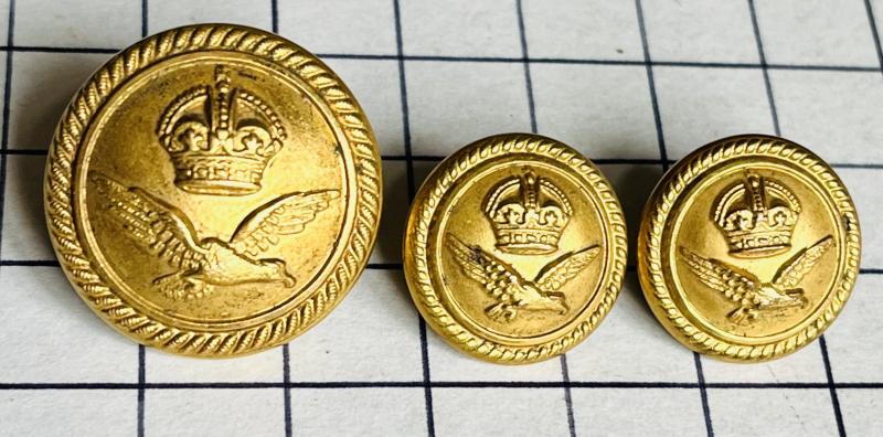 cWW1 Royal Naval Air Service (RNAS) Royal Air Force (RAF) Gilt Officer Patten Buttons