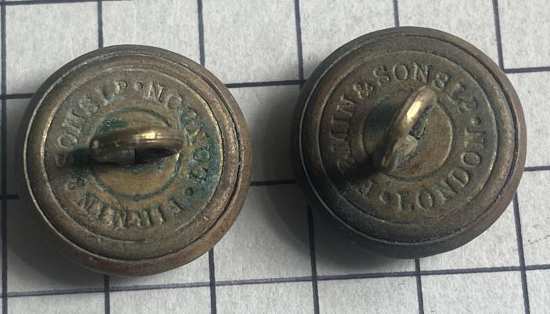 c1902-23 WW1 Royal Marines Artillery (RMA) Large Buttons x 2 Firmin