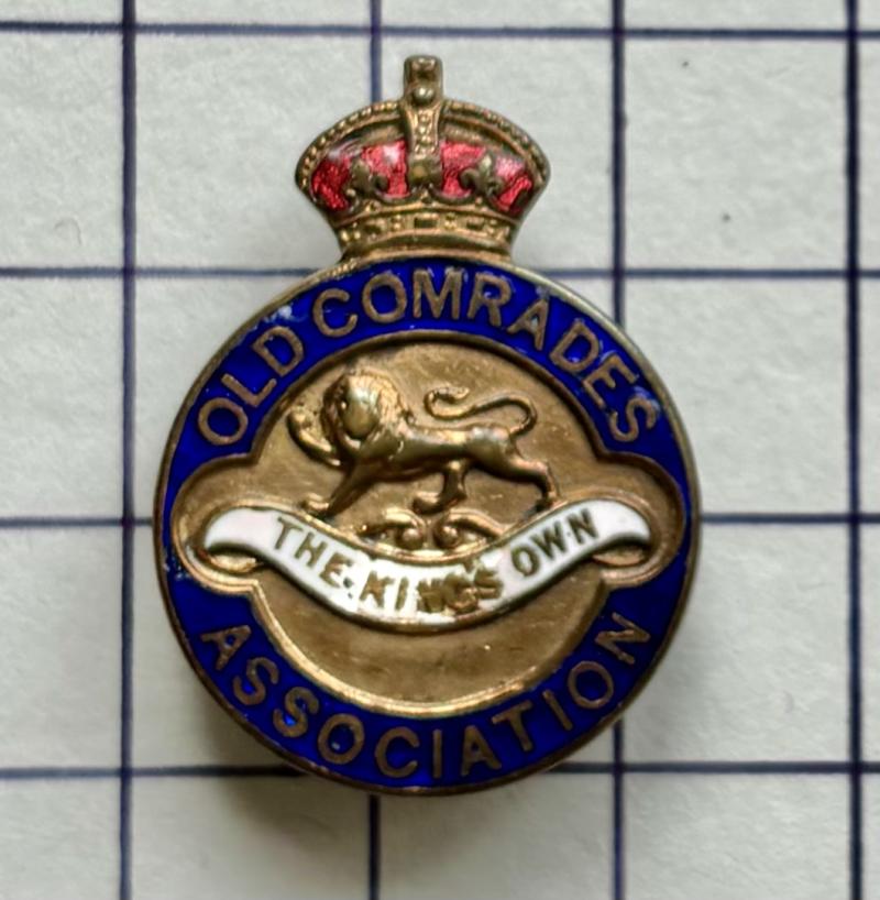 Pre 1937 King's Own Royal Regiment (Lancaster) Old Comrades Association Lapel Badge