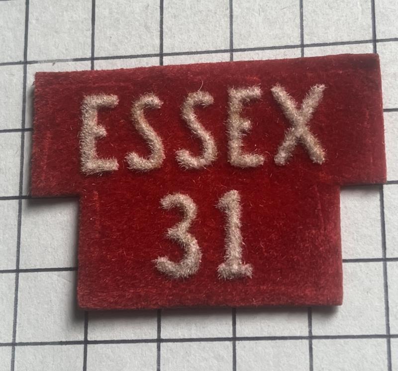 c1952-57 Essex Regiment Number 31, 2nd Phase Home Guard (HG) Shoulder Title Badge