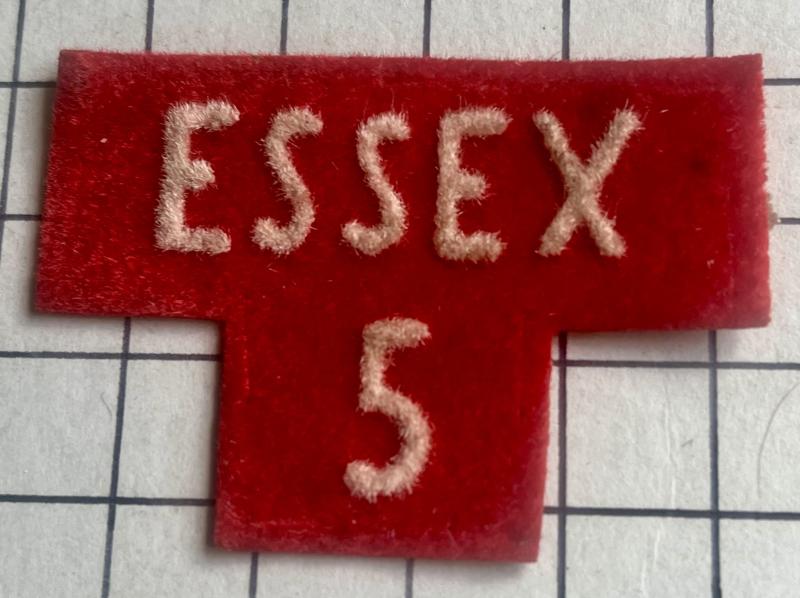 c1952-57 Essex Regiment Number 5, 2nd Phase Home Guard (HG) Shoulder Title Badge