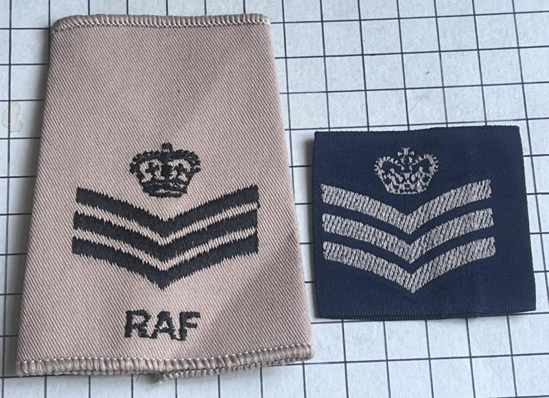 Royal Air Force (RAF) Tropical Flight Sergeant (FSgt) Rank Slide Slip-On Badge