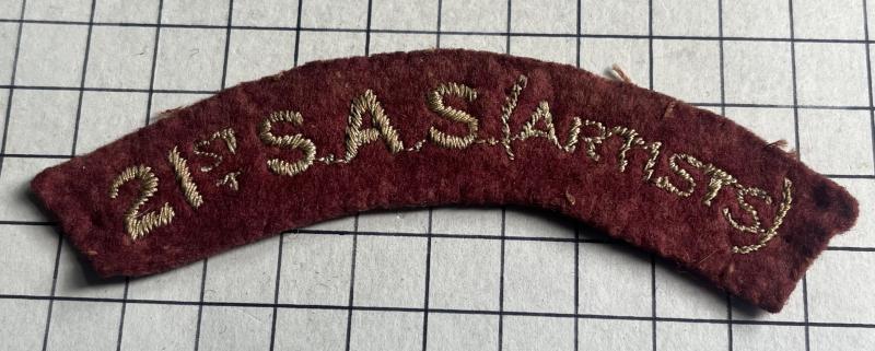 c1947-54 21st Special Air Service (SAS) Artists Rifles Shoulder Title Badge