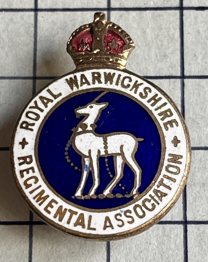 c1940s WW2 Royal Warwickshire Regimental Association Officially Numbered Enamel Badge