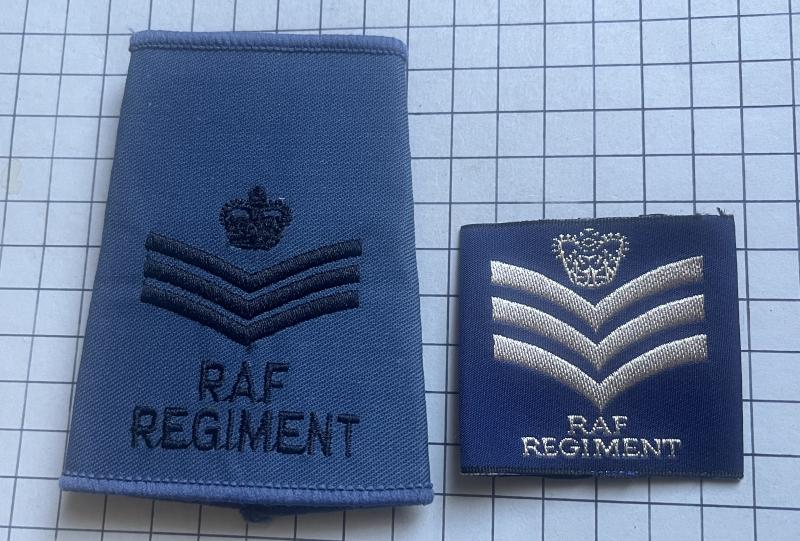 Royal Air Force (RAF) Regiment Fight Sergeant Rank Slide Slip-On Shoulder Title Badges