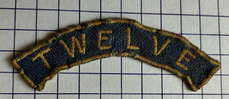 c1940-42  No. 12 Commando Cloth Shoulder Title Badge