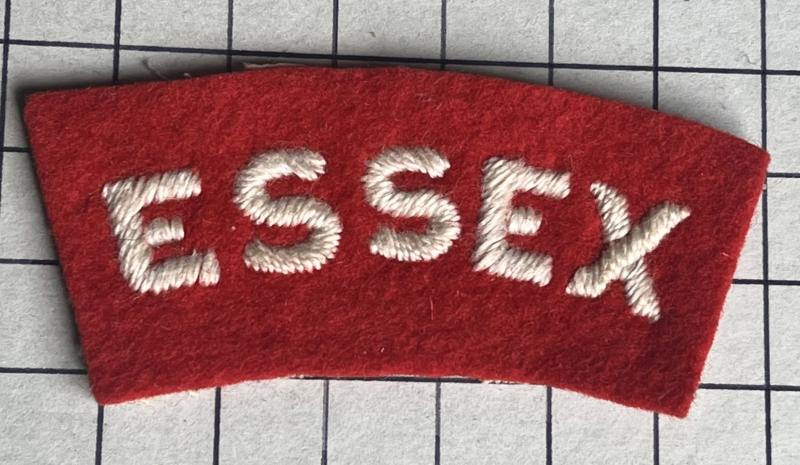 Pre-1953 Essex Regiment White on Red Shoulder Title Cloth Badge Patch