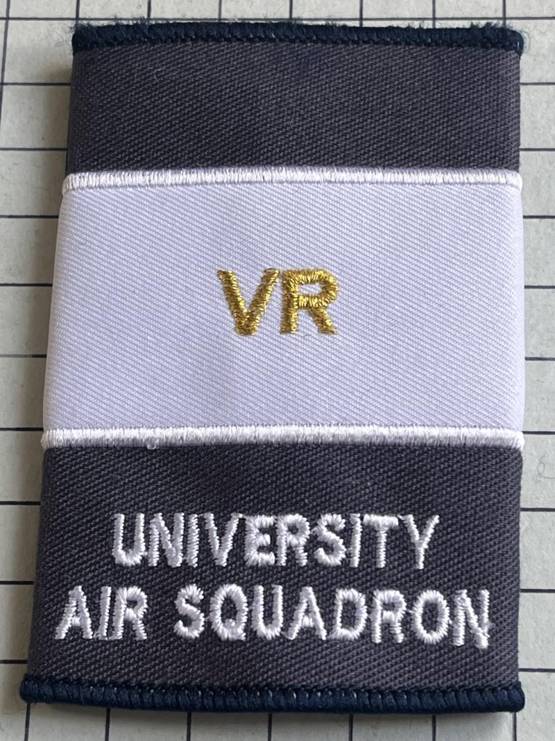 Royal Air Force (RAF) Volunteer Reserve University Air Squadron Rank Slide Slip-On Shoulder Title Badge