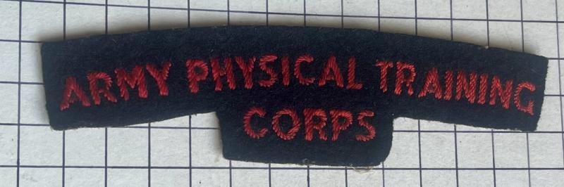 c1943 - 45 Army Physical Training Corps (APTC) Cloth Shoulder Title Badge Patch