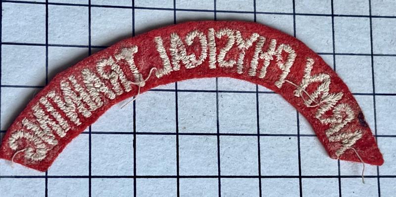 c1943-45 WW2 US 'Army Physical Training' Medical Rehabilitation British Made Cloth Shoulder Title Badge Patch